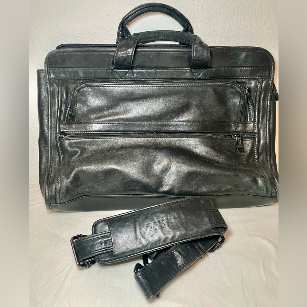 Vintage Tumi Black Leather Laptop Bag